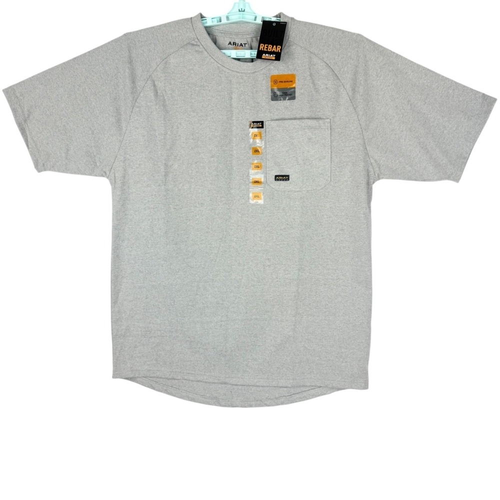 Ariat Rebar Men's Short Sleeve Crew Neck Grey Heather T-Shirt Size 2XL NWT